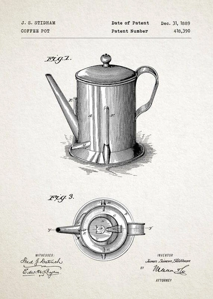 Dzbanek do kawy patent PLAKAT